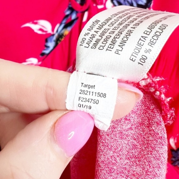 Xhilaration Red Floral Sleeveless V Neck Tie Front Dress Women Size Medium - Picture 16 of 16